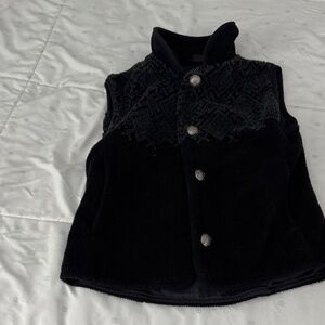 Black Diamond Black Fleece Vest with Patterned Yoke